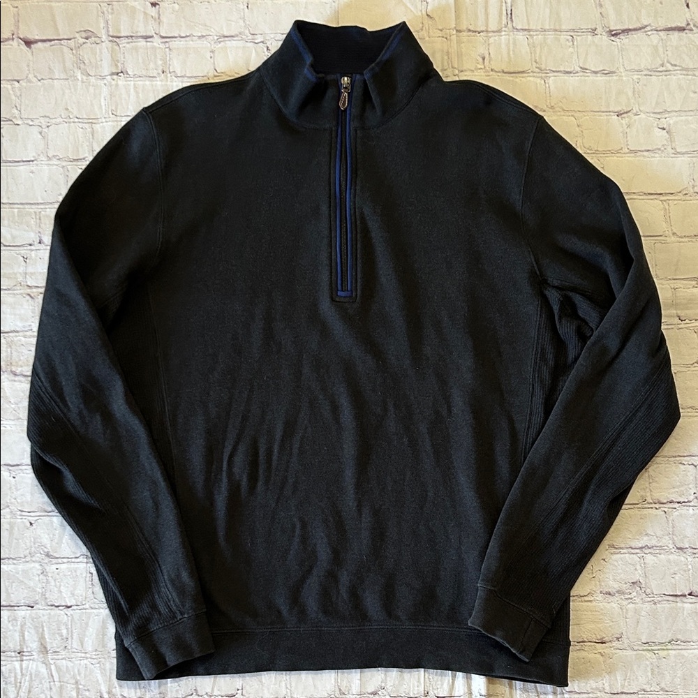 J. McLaughlin Men's Classic Charcoal Gray 1/2 Zip Pima Cotton Sweater Large